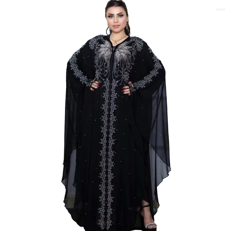 

Ethnic Clothing African Dresses For Women Spring Summer V-neck Polyester Gold Silver Long Dress Maxi Muslim Fashion Abaya
