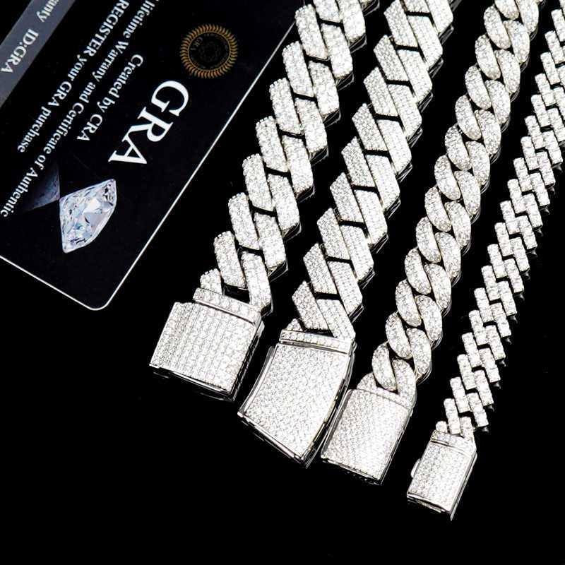 

Customize Necklace Hip Hop Fine Pass Tester Vvs Moissanite Iced Out Diamond Silver 925 Cuban Link Chain