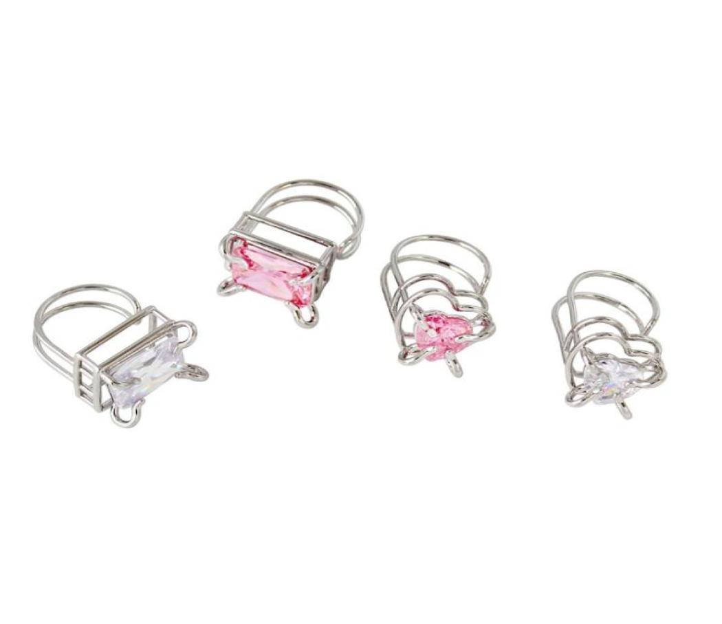 

2021 Primitive Cherry Blossom Gem European and American Fashion Hollow Multilayer Heartshaped pink Ring5748810