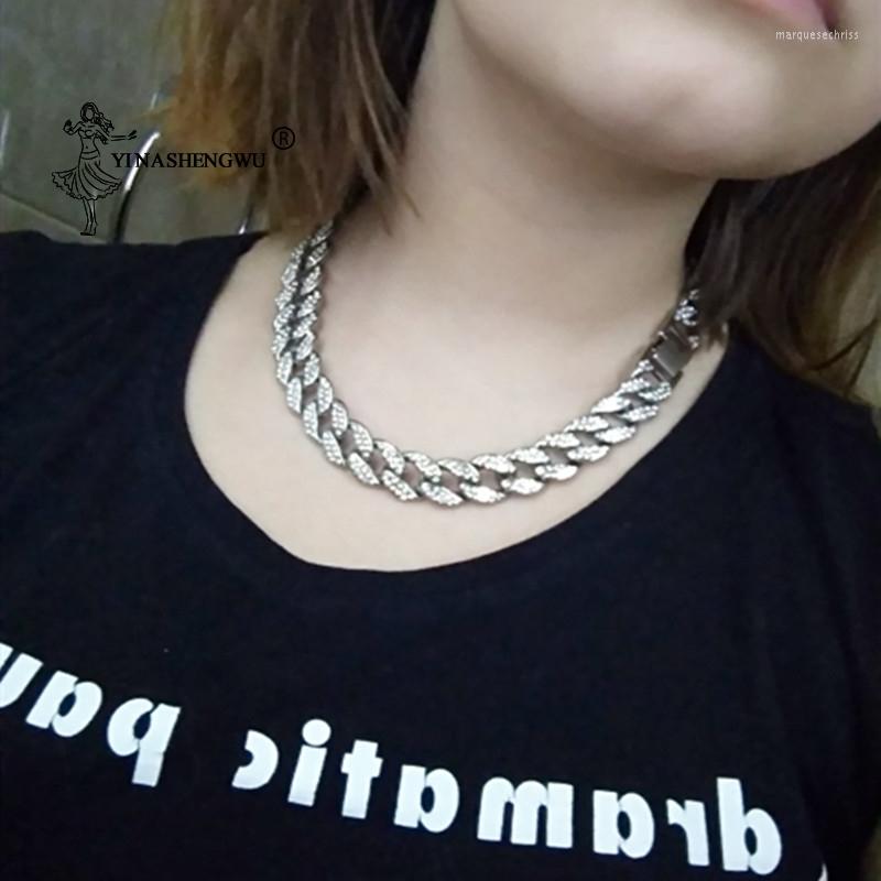 

Chains Hip Hop Out Shop Necklace Miami Crystal Cuban Chain CZ Golden Light Glittering Rapper Fashion Luxury Men Jewelry