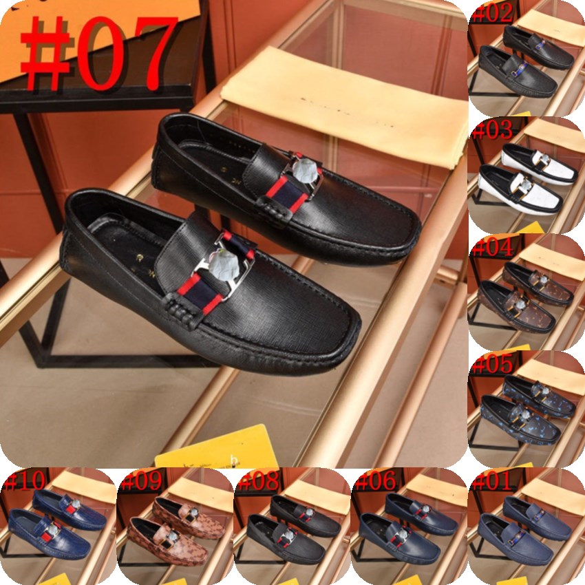 

19Model Designer Loafers Men Shoes Casual Leather Italian Men Luxury Brand Moccasins Black Men Breathable Slip on Driving Shoes Plus Size 38, #15