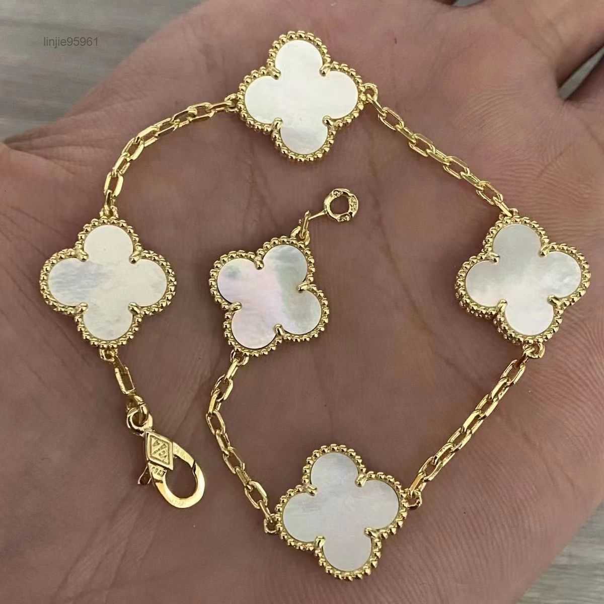 

Luxury Designer Link Chain Bracelet Cleef Clover Womens Fashion 18k Gold Bracelets Jewelry U6 1inqe