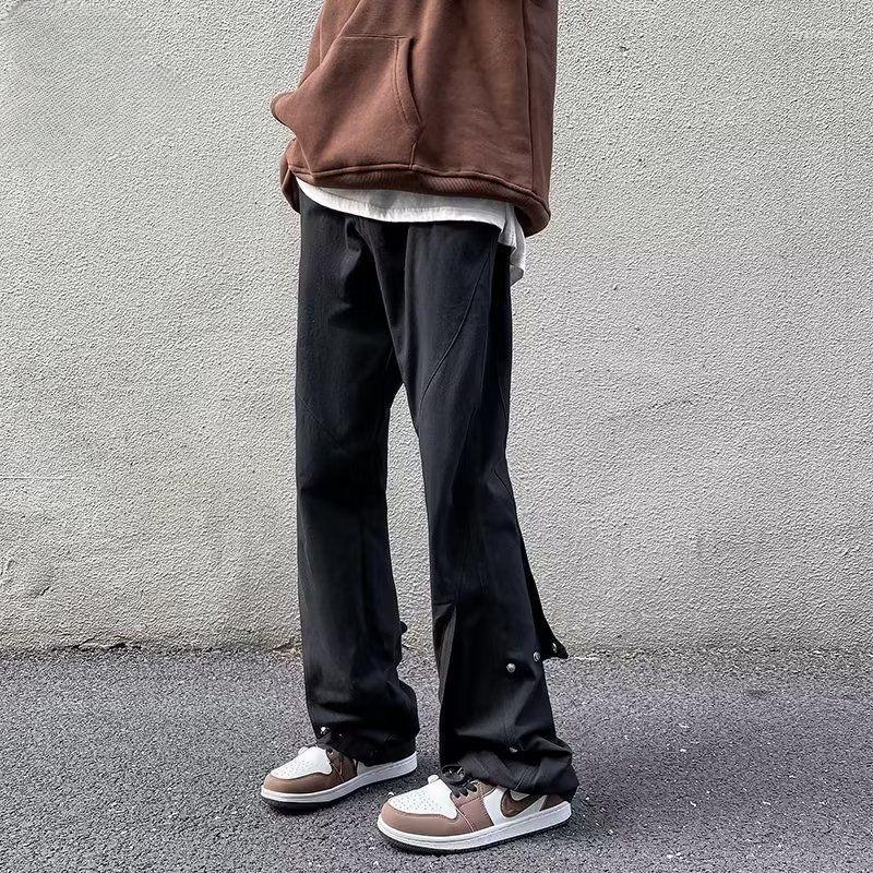 

Men' Pants 2023 Men' Spring Summer Long Casual Pockets Male Loose Straight Wide Leg Men Solid Color Cargo H173, Black