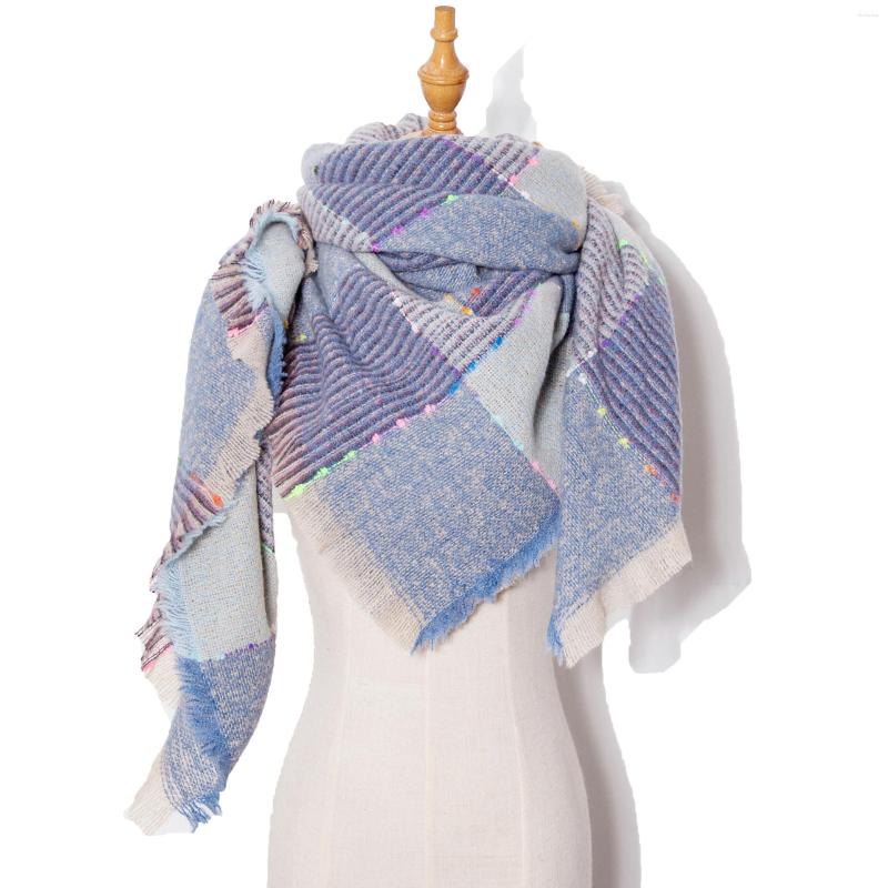 

Scarves Colored Ribbons Large Plaid Barbed Triangular Scarf Women's Shawl Jh58