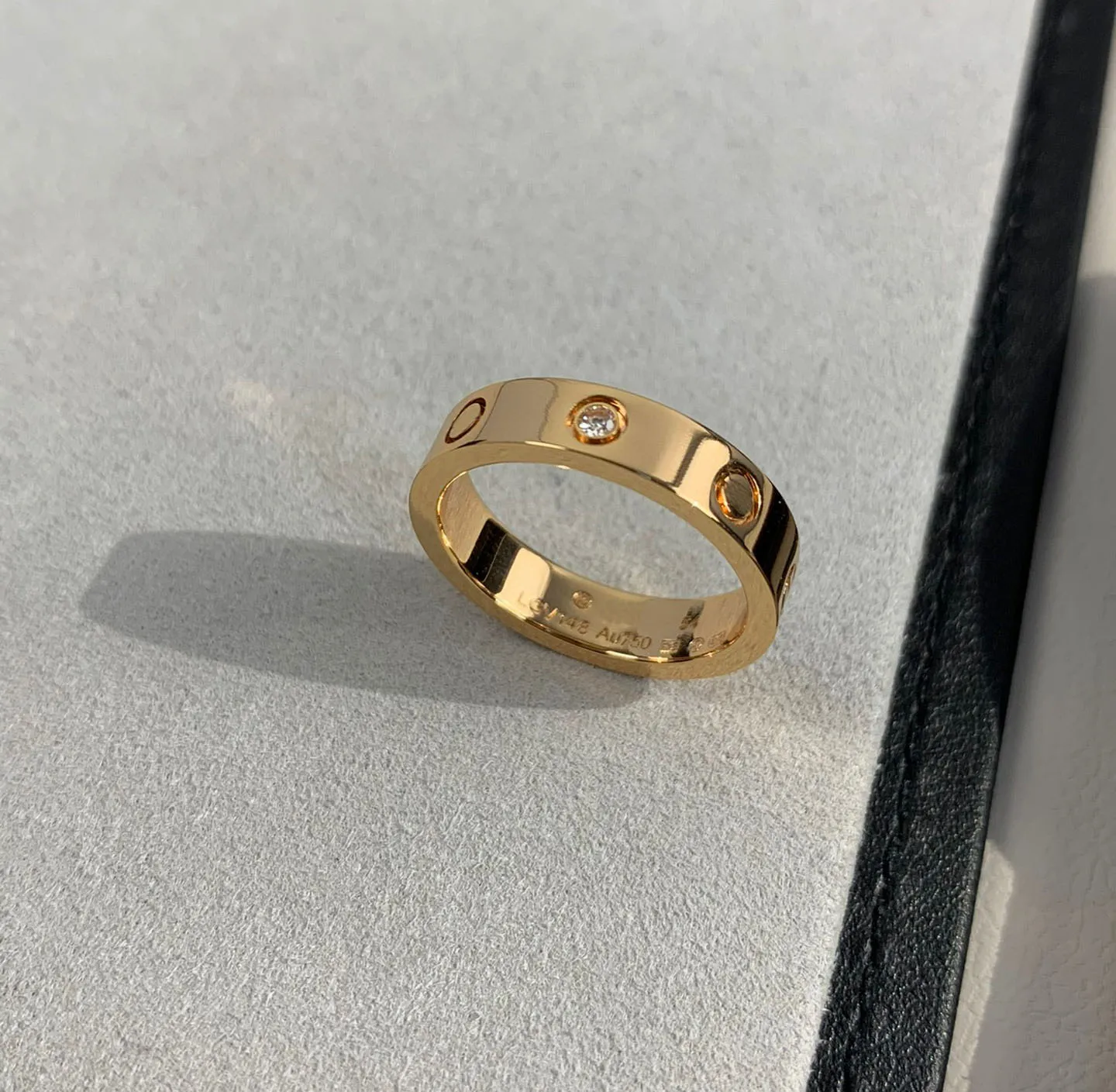 

2023 Luxury quality v gold material punk band narrow ring with diamond in three colors plated have box stamp
