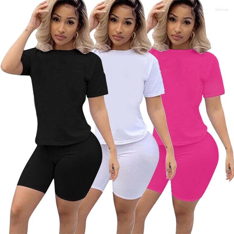 

Women' Tracksuits Summer Women Fashion Solid Color Print 2 Piece Sets Casual Sports Suit Short Sleeve, Yellow