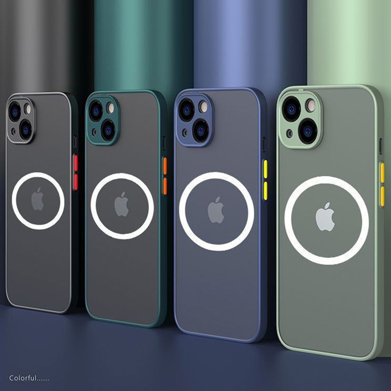 

Armor Matte Magsafe Magnetic Cases Compatible Wireless Charger Soft TPU Shockproof Cover With Camera Lens Protector for iPhone 14 13 12 11 Pro Max XR XS X 8 7 Plus, Sky blue