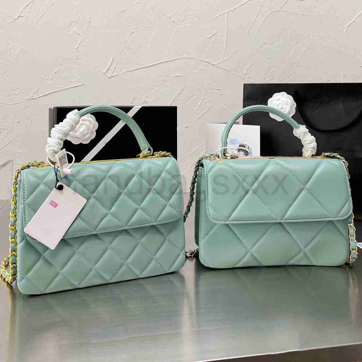 

7A 22P Calfskin Leather Trendy Bags Top Handle Quilted Matelasse handbag Chain Cross Body Shoulder Classic Flap Large Capacity Famous Designer wallet totes, Khaki