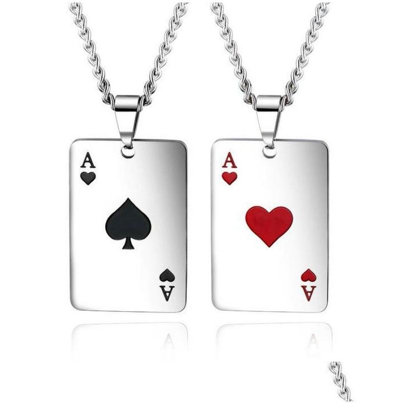 

Pendant Necklaces Fashion Men And Women Steel Necklace Creative Poker Heartshaped Party Gifts Accessories Wholesale Drop Delivery Je Dhnpl