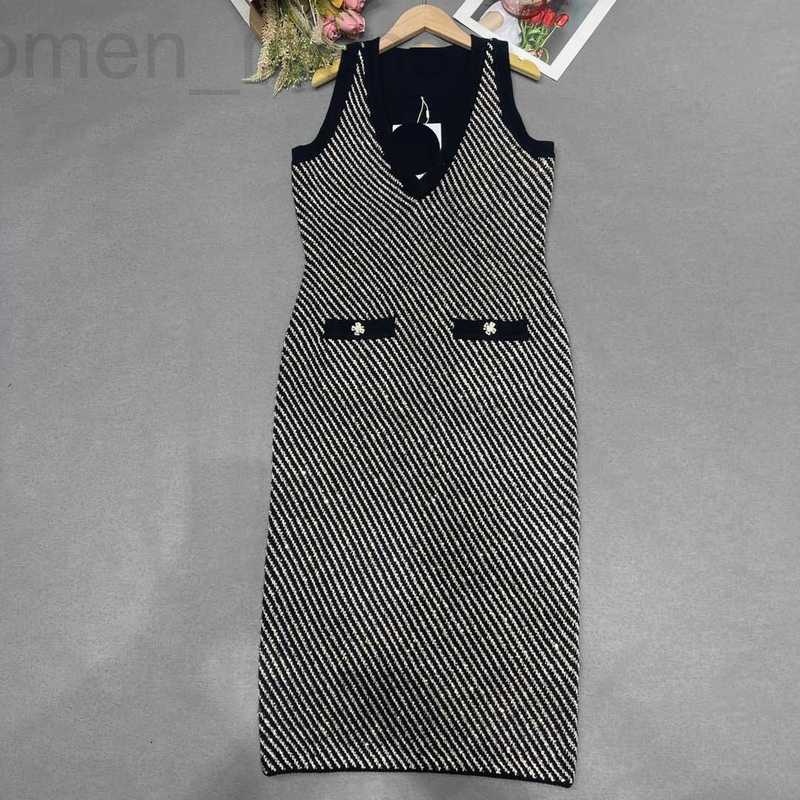 

Basic & Casual Dresses designer 809 L Autumn Summer Style Sweater Kint Dress Sleeveless V Neck PulloQuality Womens meiyi 6FV6, Black