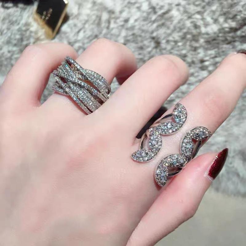 

Wedding Rings Romantic Butterfly Lady Finger Ring Zircon Cz Silver Color Party Band For Women Promise Birthday Jewelry