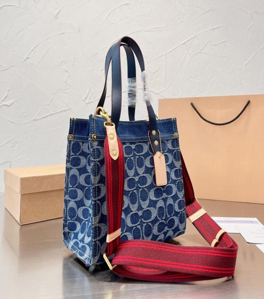 

Designer Shopping BagsLarge Capacity Premium Denim Canvas Handbag Fashion Classic Versatile Shoulder Bag 20226032832, Blue