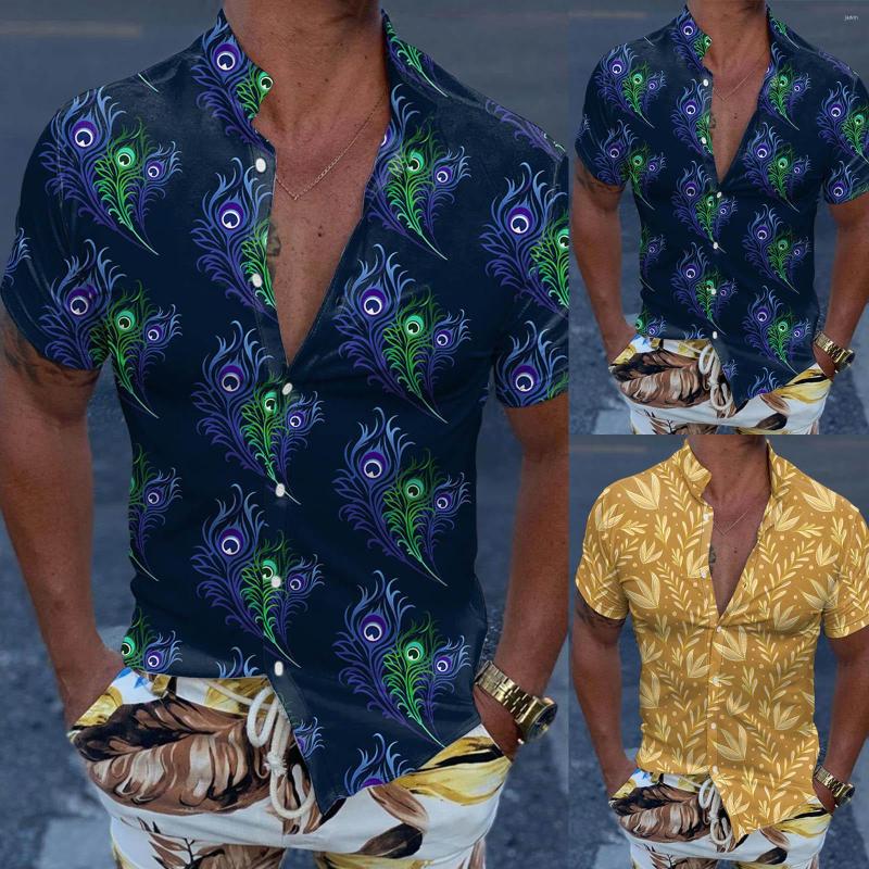 

Men's T Shirts Men Casual Short Sleeve Spring Summer Turndown Neck 3D Printed Fashion Top Blouse Stretchy Scrub Quick Fit Memory Foam, Yellow