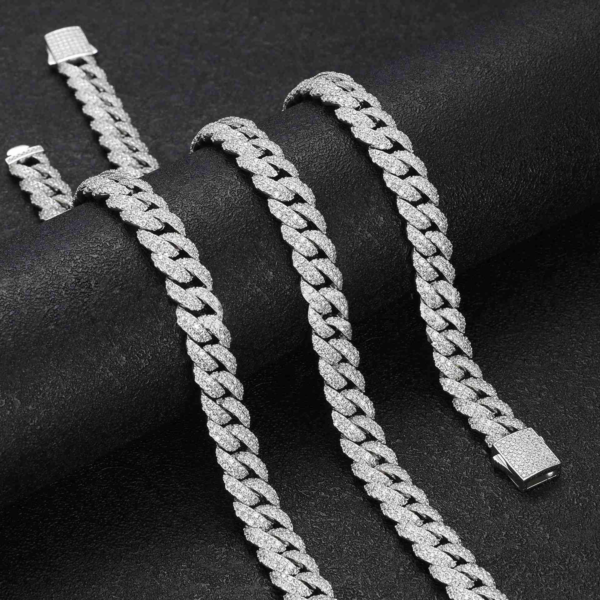 

10mm Vvs Moissanite Chain 925 Sterling Silver Cuban Hip Hop