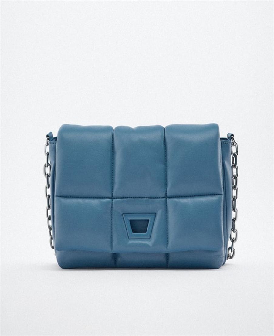 

Fashion Thick Chains Quilted Women Shoulder Bags Designer Padded Crossbody Bag Luxury Pu Leather Messenger Bag Small Puffy Flap Ha2772804, Sky blue