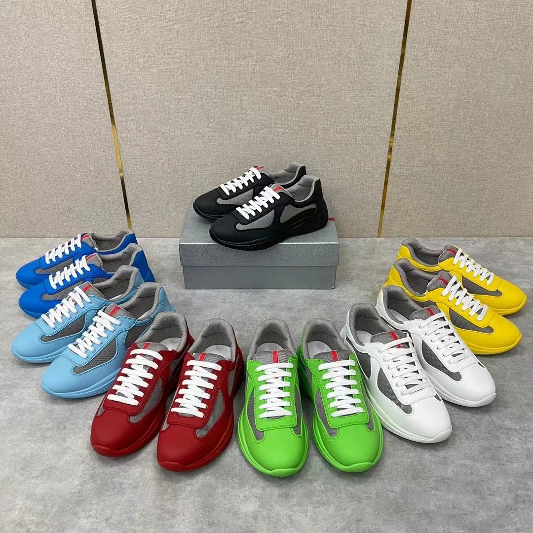 

Summer mesh America Cup sneakers men fashion brand light luxury breathable soft-soled glossy color-block casual daily real cowhide, thick sole soft rubber fabric, 13