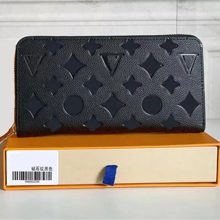 

Fashion Black empreinte women clutch lady ladies long wallet pu leather single zipper wallets classical corn purse card holder 60017 purse card holder M60546, White lattice