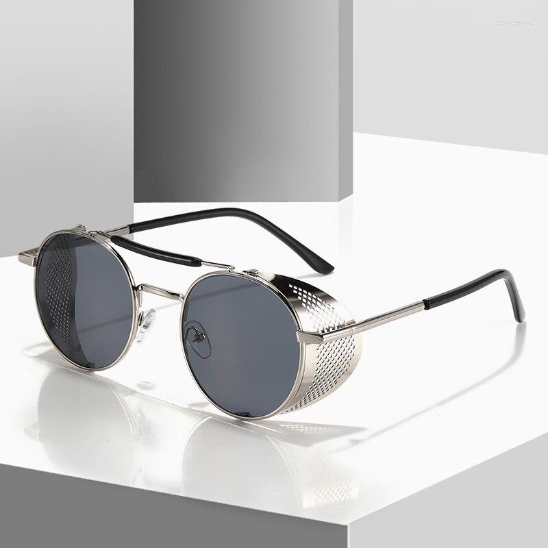 

Sunglasses 2023 Steampunk Side Wind Proof Mesh Flip Round Metal