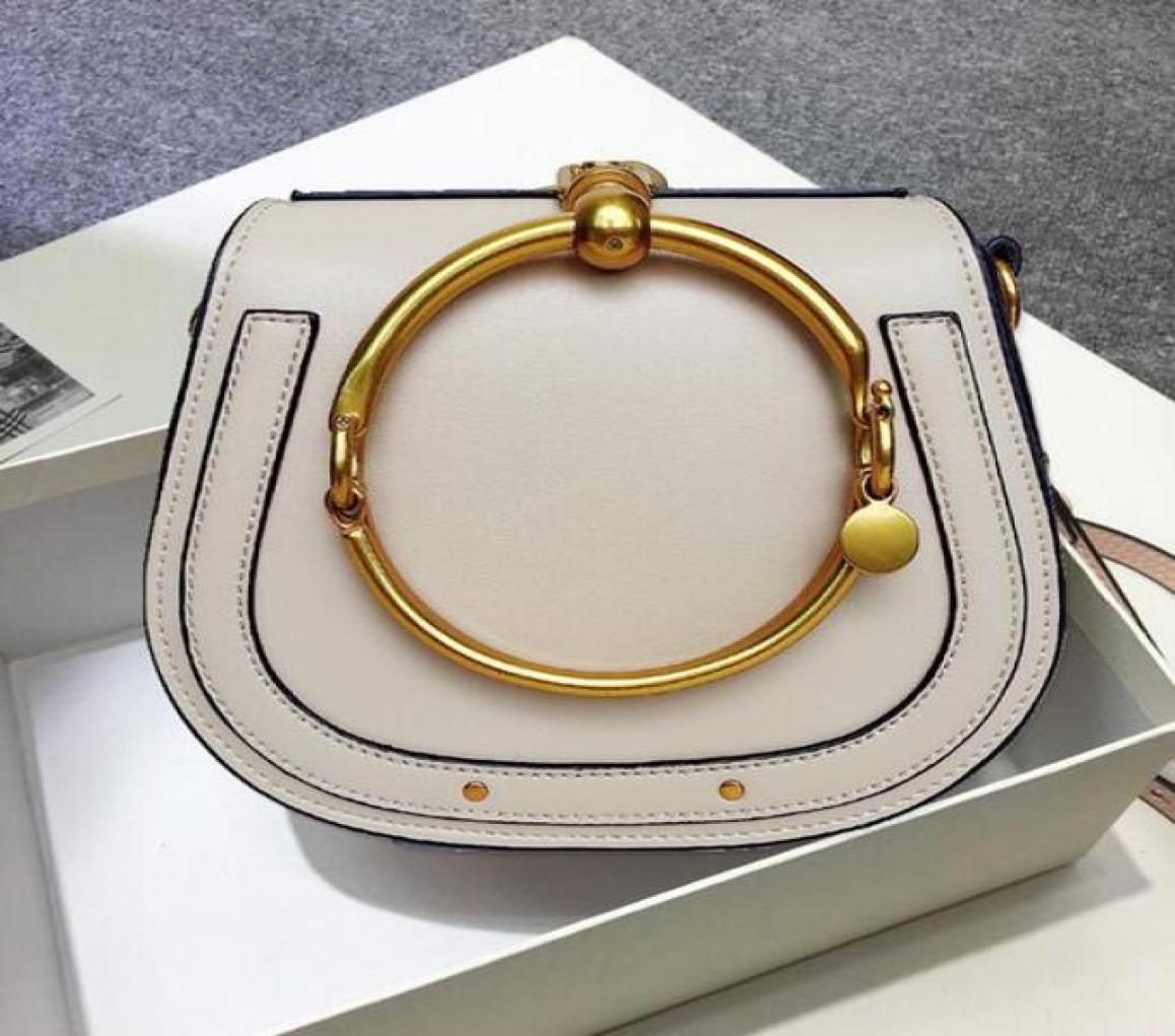 

Evening Bags Genuine Leather Handbag Bag Metal Ring Saddle Luxury Designers Nile Handle Bracelet Handbags Female Shoulder Messenge1770657, Fuchsia