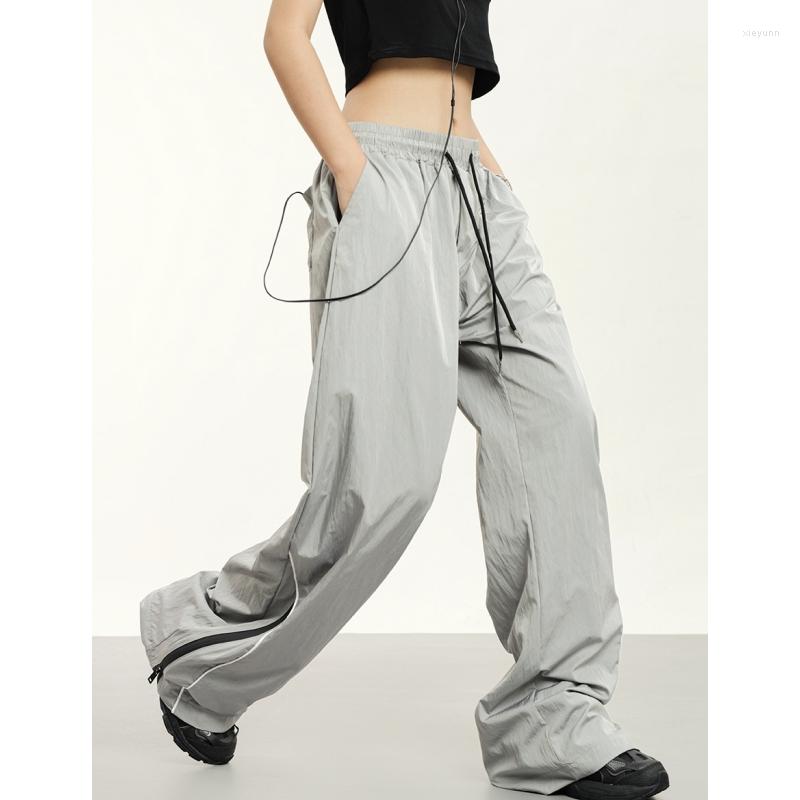 

Women' Pants Grey Cargo High Waist Women American Baggy Vintage Fashion Oversize Trouser Design Straight Summer Female Wide Leg, Blue