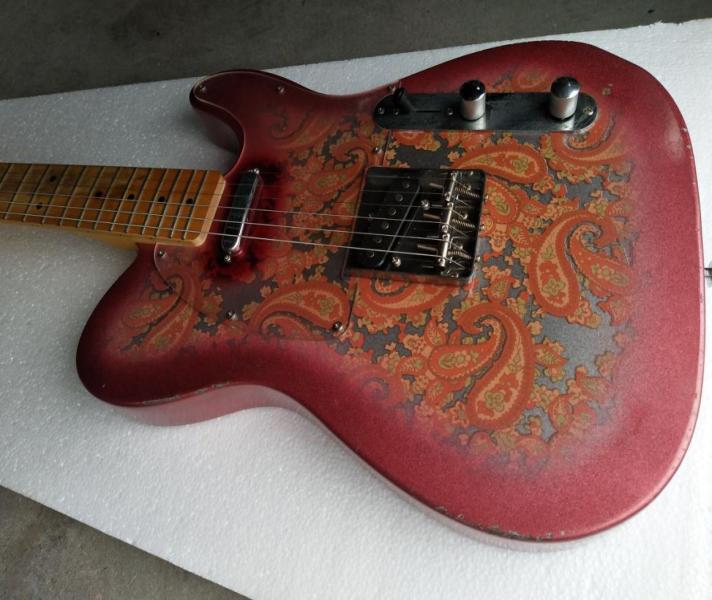 

Custom Shop John Cruz Light Relic Pink Red Paisley Tele Electric Guitar Vintage Yellow Maple Neck Fingerboard Black Dot Inlay 6977961