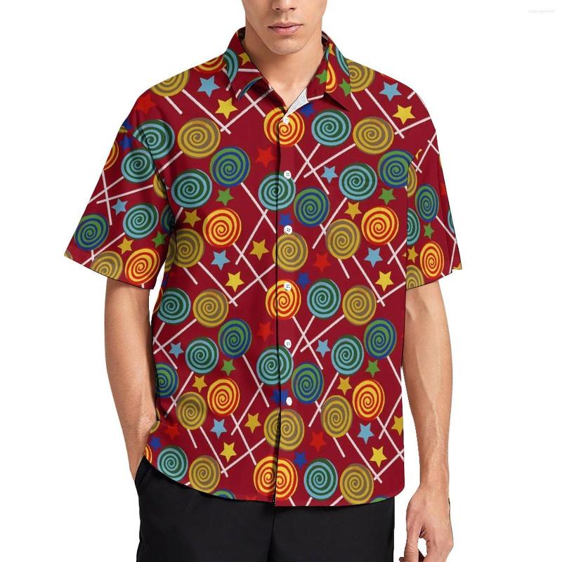 

Men's Casual Shirts Cute Candy Shirt Lollies Print Beach Loose Summer Funny Blouses Short Sleeve Graphic Oversized Clothing, Style-15