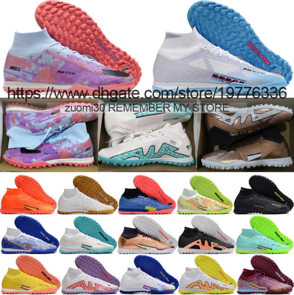 

send with bag Quality Football Boots Zoom Mercurial Superfly 9 Elite TF IC Soccer Cleats CR7 Ronaldo Mbappe MDS Mens Trainers Indo9933336, Teal