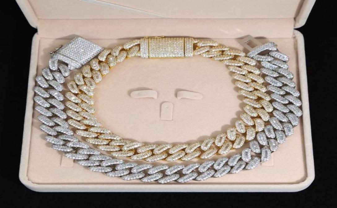 

Whole Iced Out Bling Hip Hop Men Women Jewelry 5A Baguette Cubic Zirconia CZ 20mm Chunky Cuban Choker Necklace Chains6148249