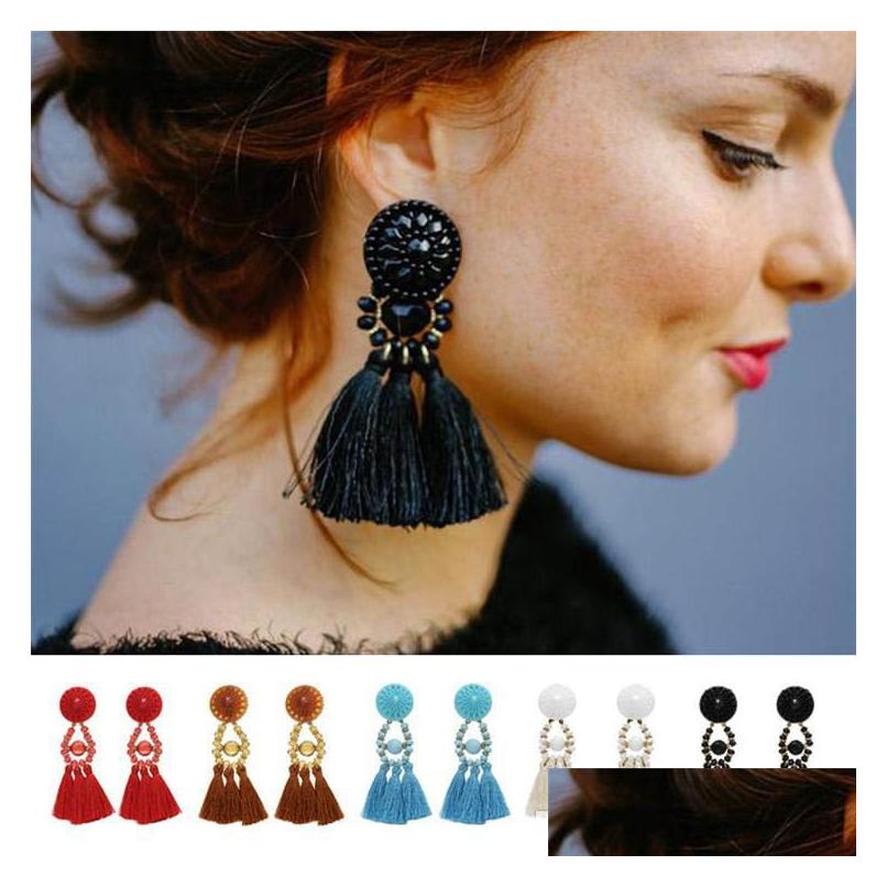 

Dangle Chandelier Handmade Beads Tassel Earring 5 Colors Chandeliers Earrings Exaggerated Bohemina For Women Gifts Drop Delivery Je Dhv6U