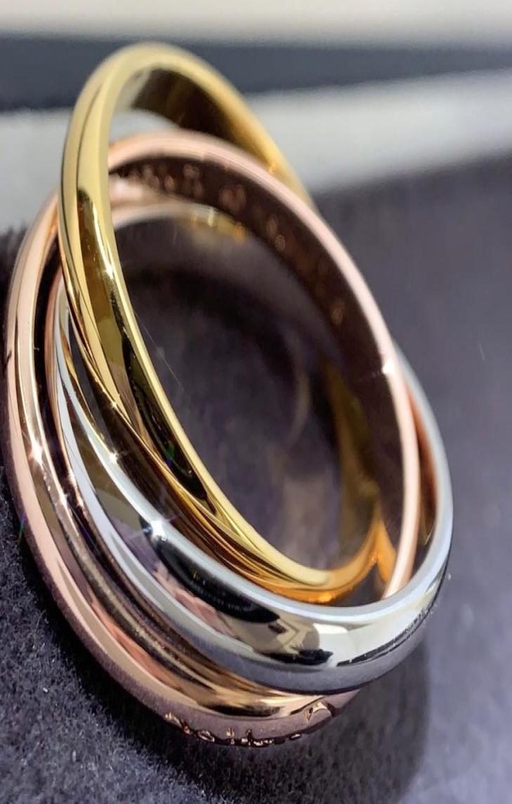 

trinity series ring Tricolor 18K gold plated band vintage jewelry official reproductions retro fashion advnced diamants exquisite 9060142