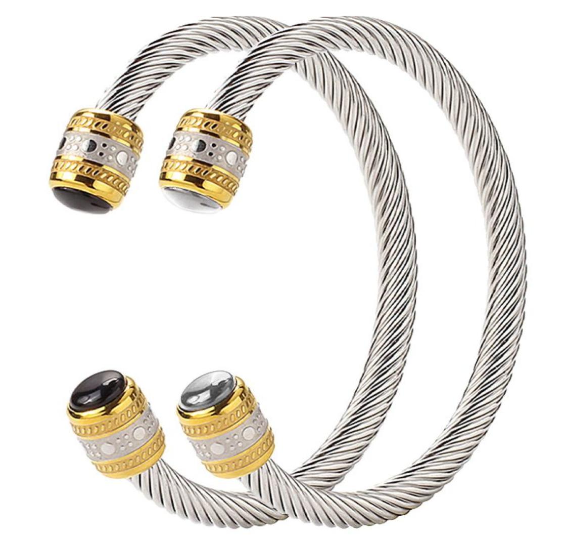 

Designer Bangle Gold Titanium Steel Bracelet Polka Dot Pattern Does Not Fade ed Wire bracelets designer Black Onyx hip hop je1845421