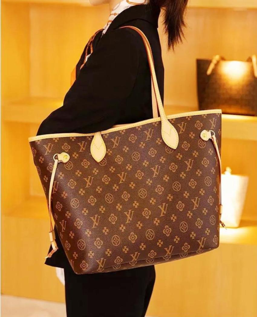 

8 colors lattice 2pcs Shopping Bags New fashion women handbags ladies designer composite bags lady clutch bag shoulder tote female7336189, Black