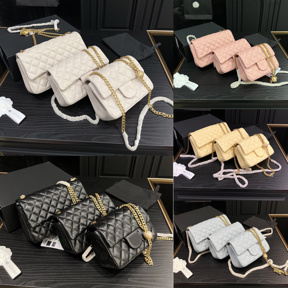 

With Box Luxurys Ladies Shoulder Bags Fashion Handbag Camellia Chain Bag Leather Shoulder Bag Plaid Designer Black White Pink Yellow Crossbody Bag for women