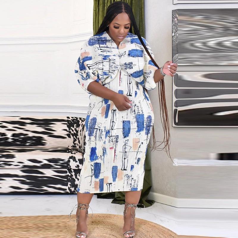 

Ethnic Clothing African Dresses For Women Spring Summer Africa 3/4 Sleeve Dress Sexy V-Neck Perspective Slim Office Lady Party