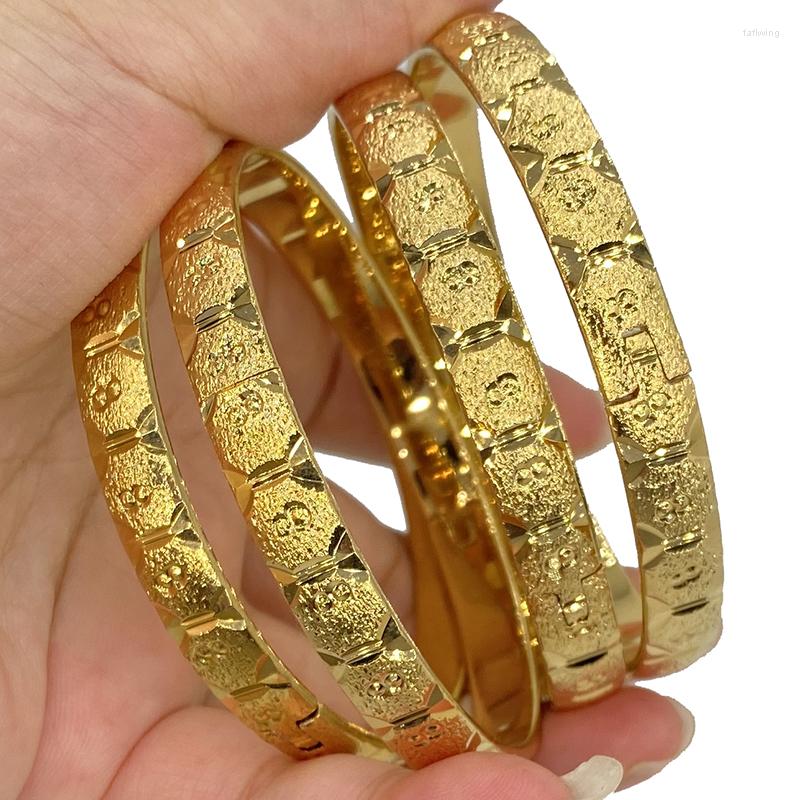 

Bangle 4pcs 24k Gold Color Bangles Jewelry Ethiopian Dubai For Women Girls Party Gift Saudi Arabia Bangles&Bracele