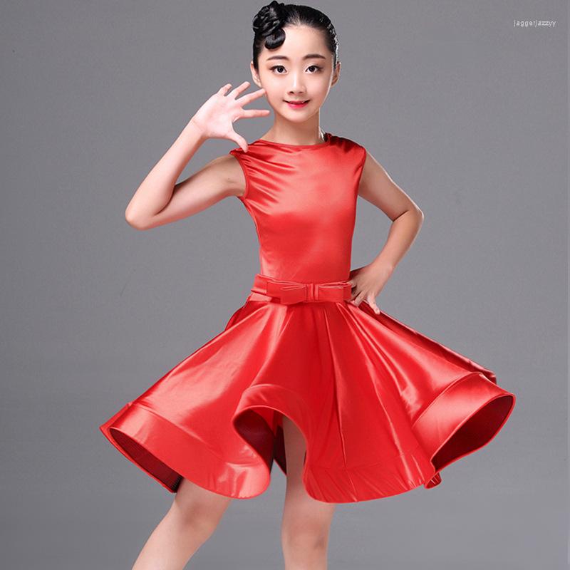 

Stage Wear 2023 Children's Training Dress Competition Grade Performance Girls Children Summer Latin Dance Skirt, Purple