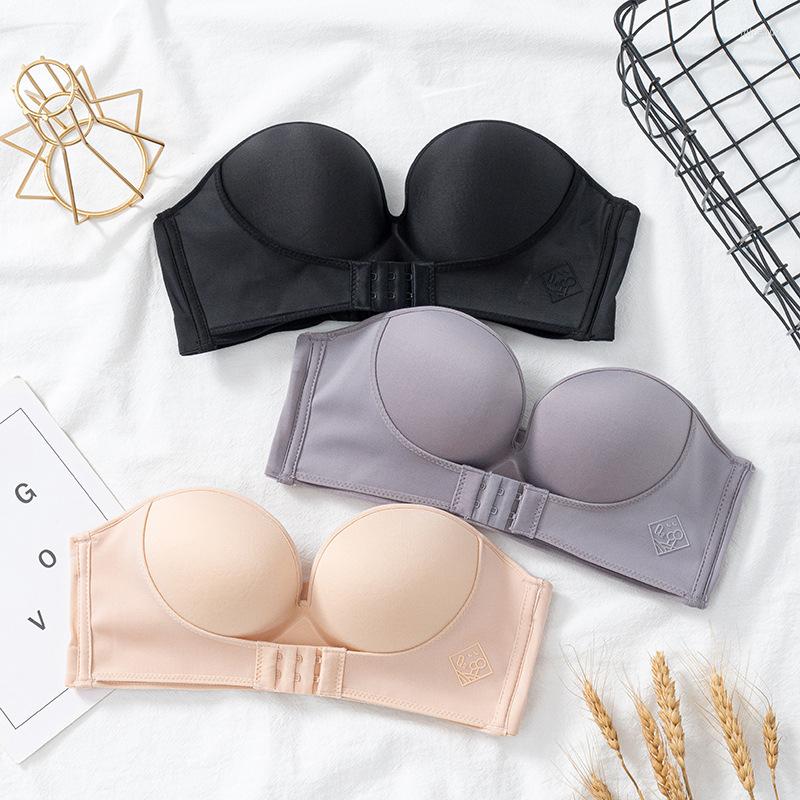 

Bras Strapless Gathered Bra Large Chest Small No Steel Ring Sexy Underwear Female Anti-walking Light Beauty Back Wholesale, Skin