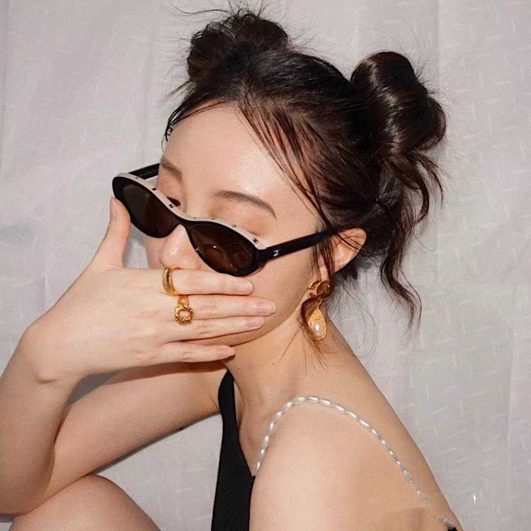 Fashion designer brand cool sunglasses luxury Super high quality New ch5416 oval female star ins same letter double C-image-868758904