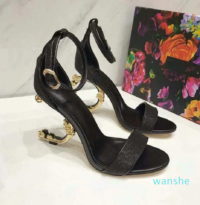 

Sandals for woman Genuine Leather Dressing Pumps with Baroque Sculpted Heel sandals size 35-41 with box, #5