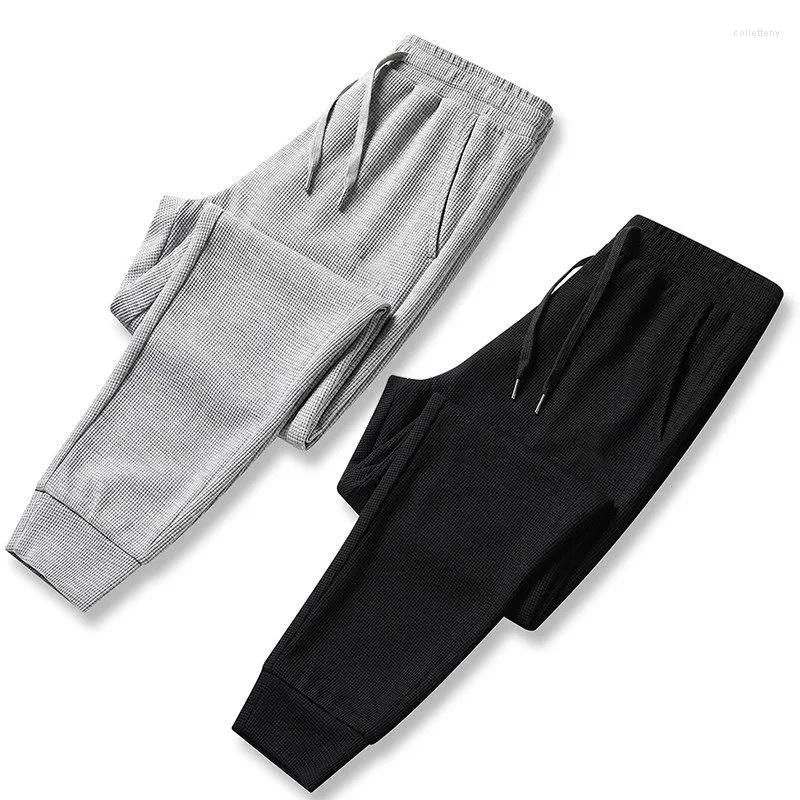 

Men' Pants And Alligator Autumn Winter Men' Women' Same Style Waffle Business Casual Fashion All-matching Sweatpants, Black