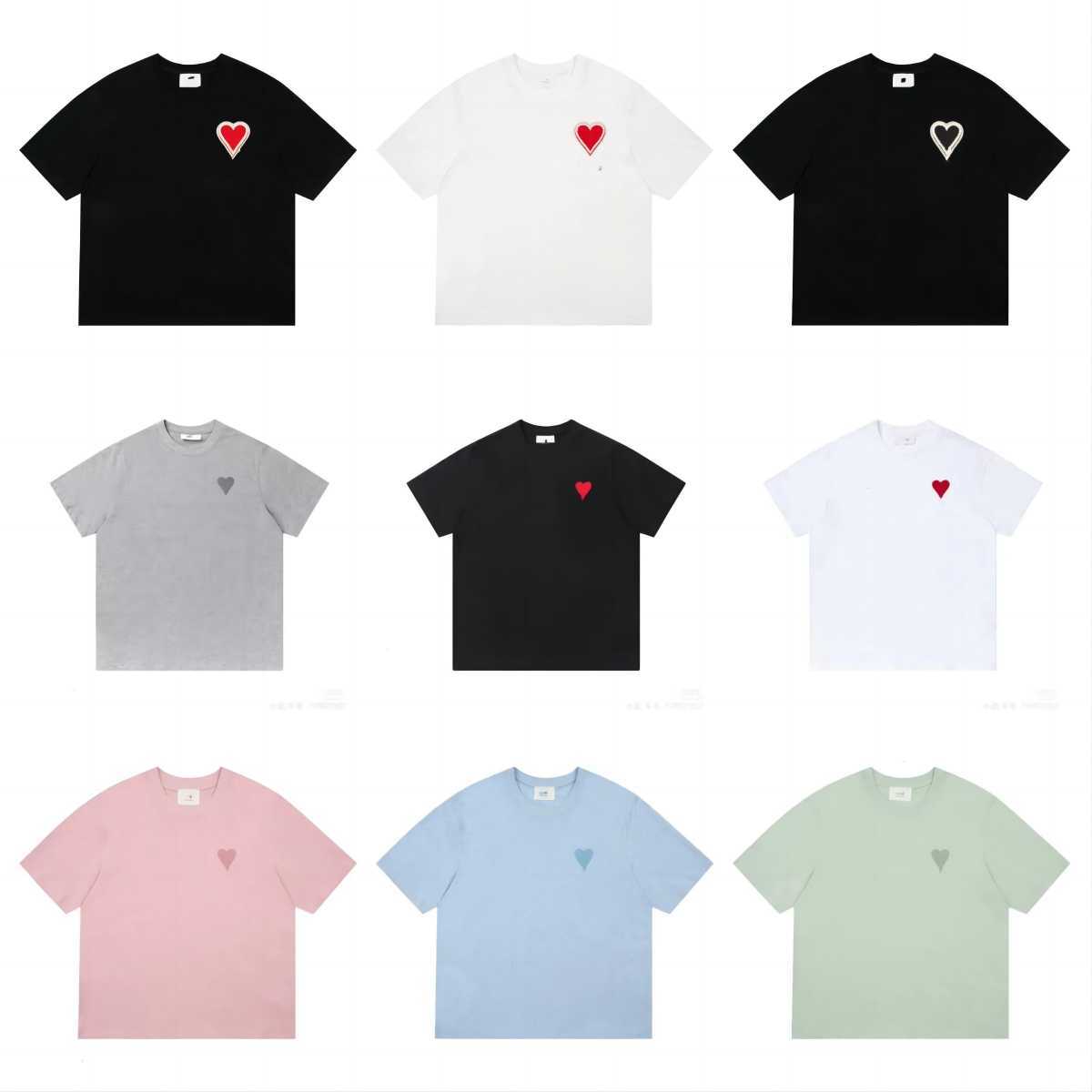 

Designers Amis Paris shirit 2023ss Spring Classic Heart Solid Color Big Love Round Neck Heart Short Sleeve T-shirt for men and women su68v