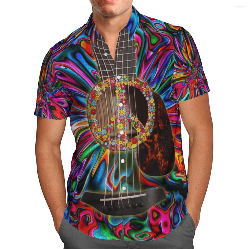

Men' Casual Shirts 3D Printed Colorful Guitar Shirt Hawaii Sandy Beach Men Breathable Summer Short Sleeve 2023 Oversize, Shirt 05