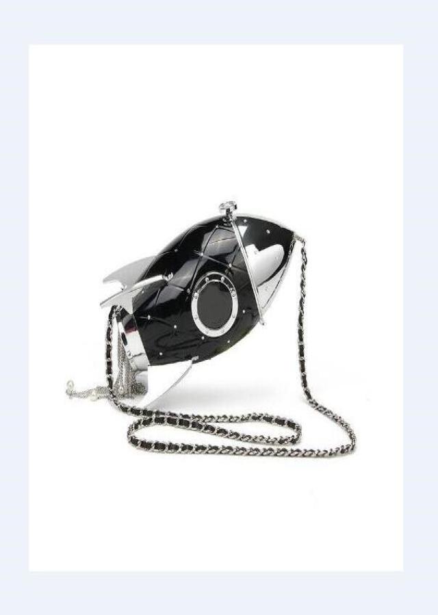 

Paris Designer evening bags Women Luxury Space Rocket handbags clutch wallets Fashion Rhinestone tassels style Purses Cool girl Me2099289, Black