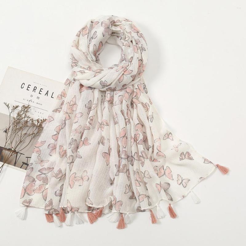 

Scarves Tassel Scarf Cotton Women Soft Printed Silk Oversized Temperament Thin Section Sunscreen Shawl