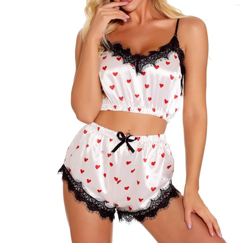 

Bras Sets Two Pieces Set Women's Pajama Shorts Suit Print Underwear Pijama Sexy Lingerie Camisoles Tanks Nighty Ladies Loungewear, A-b