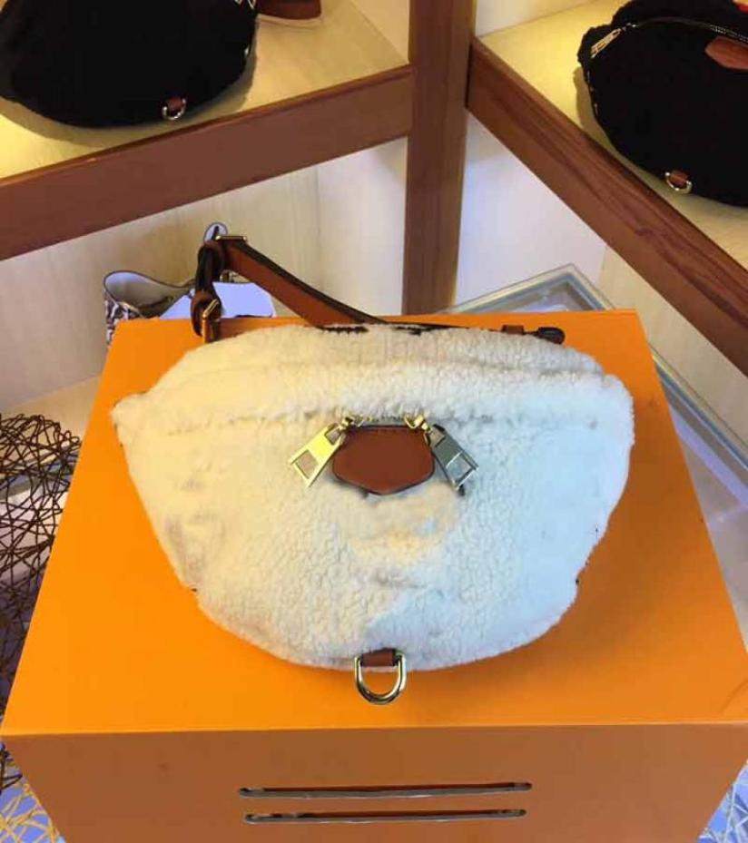 

women waist bag Bumbag fannypack designer luxury purse bag L flower M55425 Tedy lambswool waist belt bag fashion designer purse7725108, White