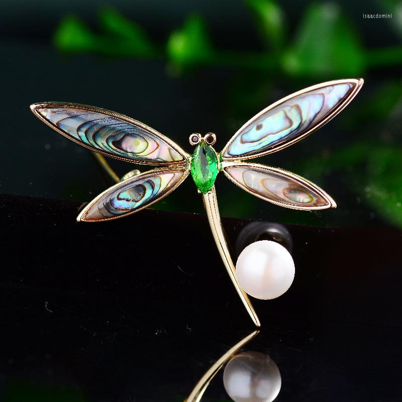 

Brooches Creative Abalone Shell Freshwater Pearl For Women Clothing Dragonfly Brooch Pin Personality Insect Corsage Luxe Broche