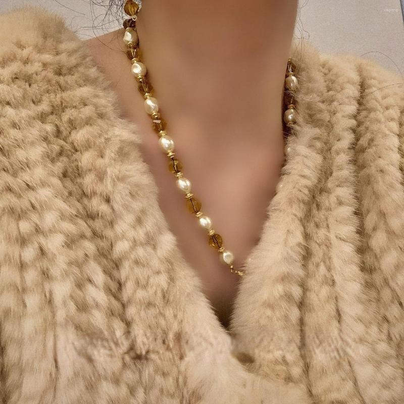 

Chains Autumn And Winter Necklace Shell Pearls Irregular Glaze Jewelry Earrings Bracelet For Women