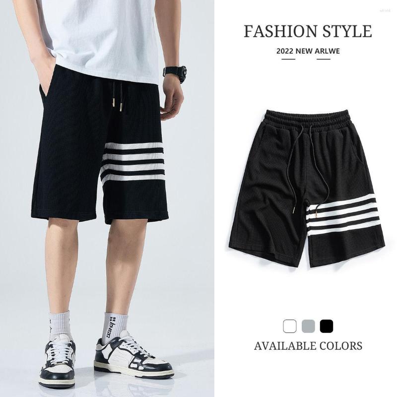 

Men's Shorts 2023 Summer Korean Version Of Casual Pants Four Bars Men's Waffle Tide Sports Five Points Men', Black