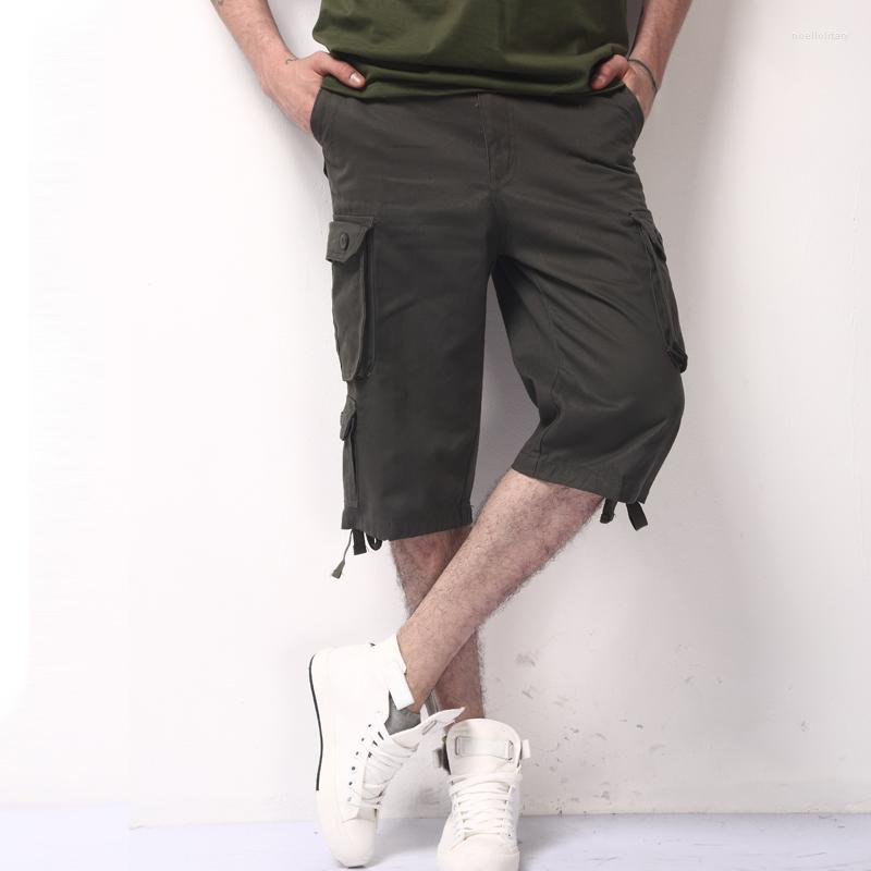 

Men's Pants 2023 Summer Mens Multi-Pocket Cargo Shorts Men Casual Soild Color Outdoors Homme Breeches Military 44 No Belt, Army